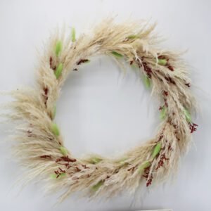 3HLINK dried pampas grass bunny tails Wreath