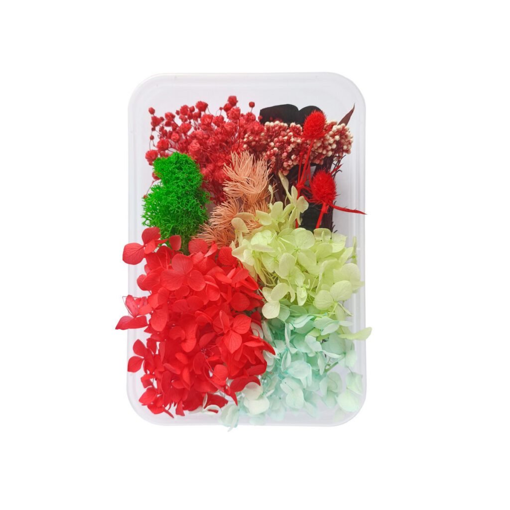 red diy preserved dried flowers material pack box