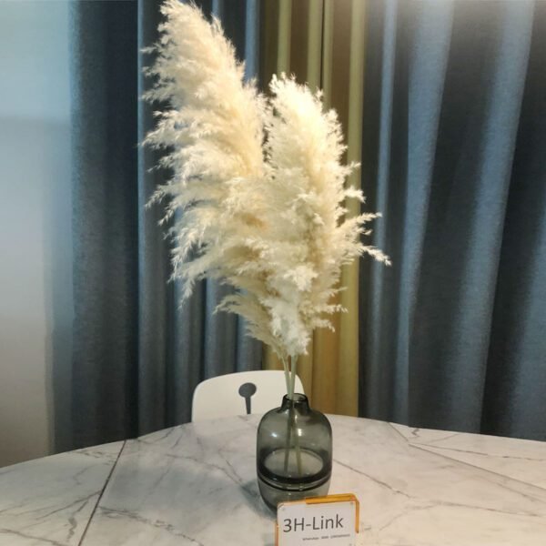 big fluffy natural beige tall pampasgrass arrangement in vase on table