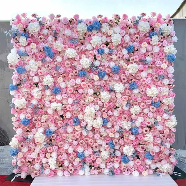 3HLINK 2m*2m pink white rose artificial flower wedding wall