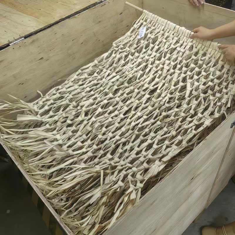 Palm leaf woven wall hanging wooden box packaging for bulk production