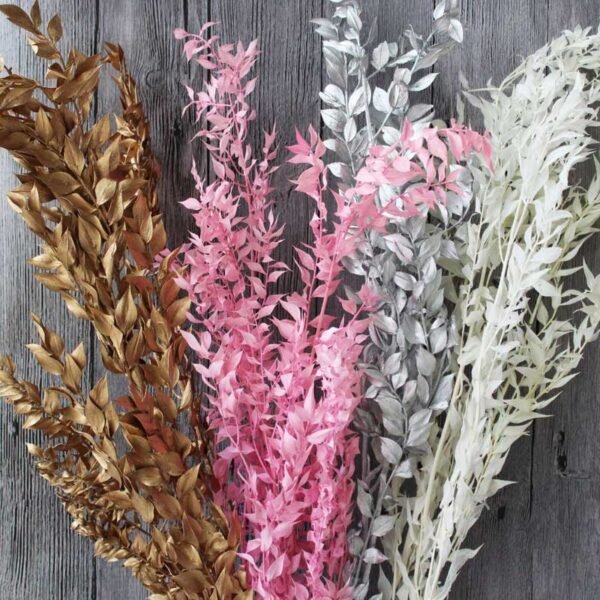 3HLINK multiple colour Rich Leaf Dried Flower Ruscus Eternal Flower